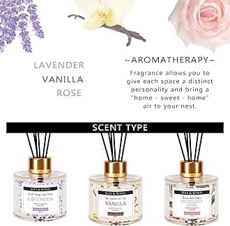 Soul & Scents Lavender, Vanilla & Midnight Rose Reed Diffusers Set for Home/Office/Gym/Yoga Fragrance | Aromatherapy | Mood Enhancer (Combo Pack) (RD_Combo1)