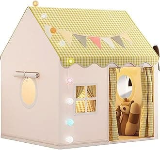 Large Kids Tent House Indoor Outdoor,Toddler Play Tent With Birthday Party Decoration,Play house for Baby Princess Castle Tent, Kids Indoor Room Toys for Girls Boys (yellow)