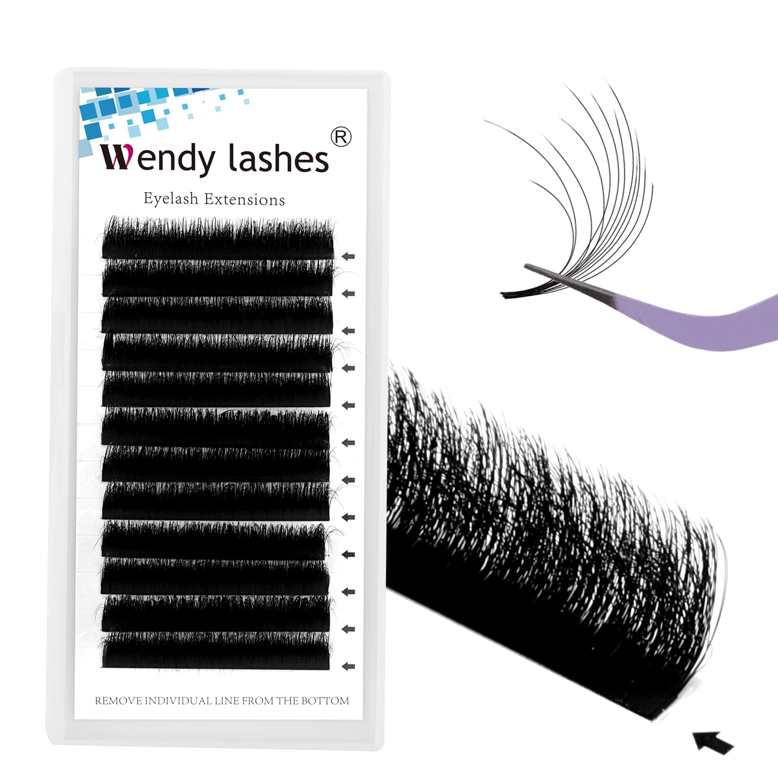 Easy Fan Lashes 2D Fluffy Lashes Easy Fan D Curl 0.05mm Mixed 8-13mm Russian Lashes Eyelash Extensions Individual Eyelashes(Easy Fan-2D-12-H-05-D-8-13)