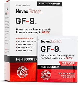 Novex Biotech GF-9 – HGH Boosting Supplement for Men – Workout Complex for Men – Supports Energy, Endurance, Sleep, 30 Sachets, Fruit Punch