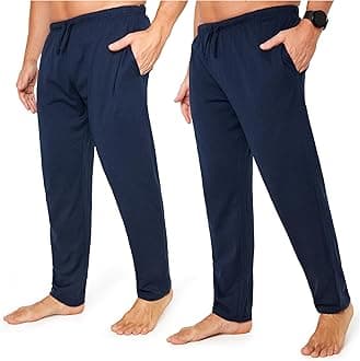 CityComfort Mens Pyjama Bottoms - Jersey Lounge Pants with Pockets, Pack of 2
