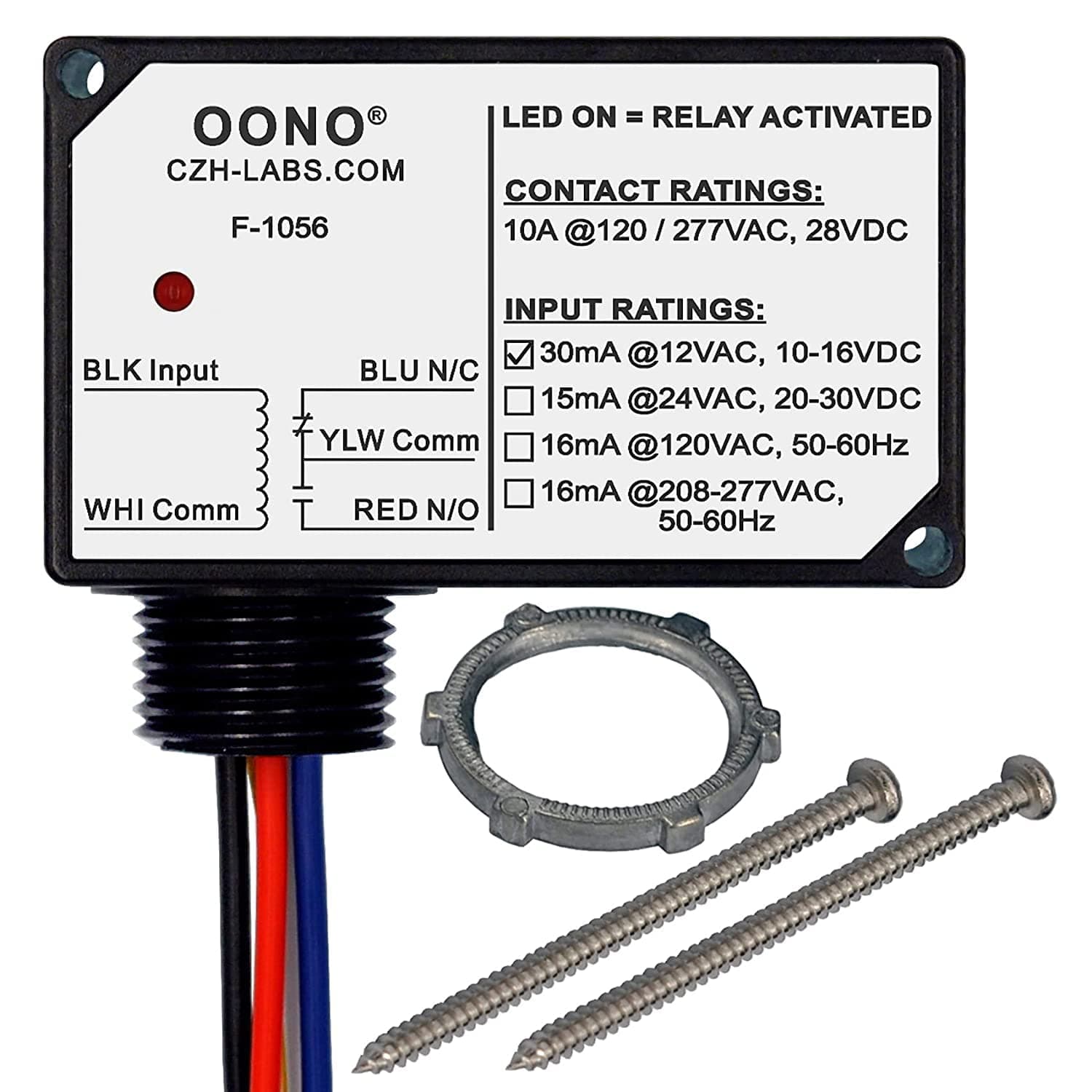 SPDT 10Amp Power Relay Module, Plastic Enclosure and Pre-Wired (AC/DC 12V)