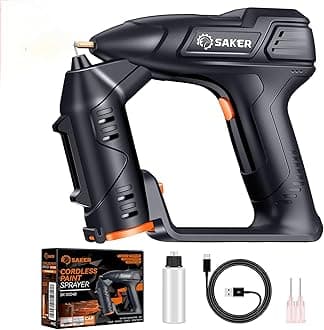 Saker Electric Paint Sprayer Gun for Car Paint Scratch Repair,Cordless Airbrush Gun 0.5MM Nozzle and Cleaning Sets for Painting Cars,Cabinet, Paint Repair and DIY Dark Blue 1 Gear 12inch