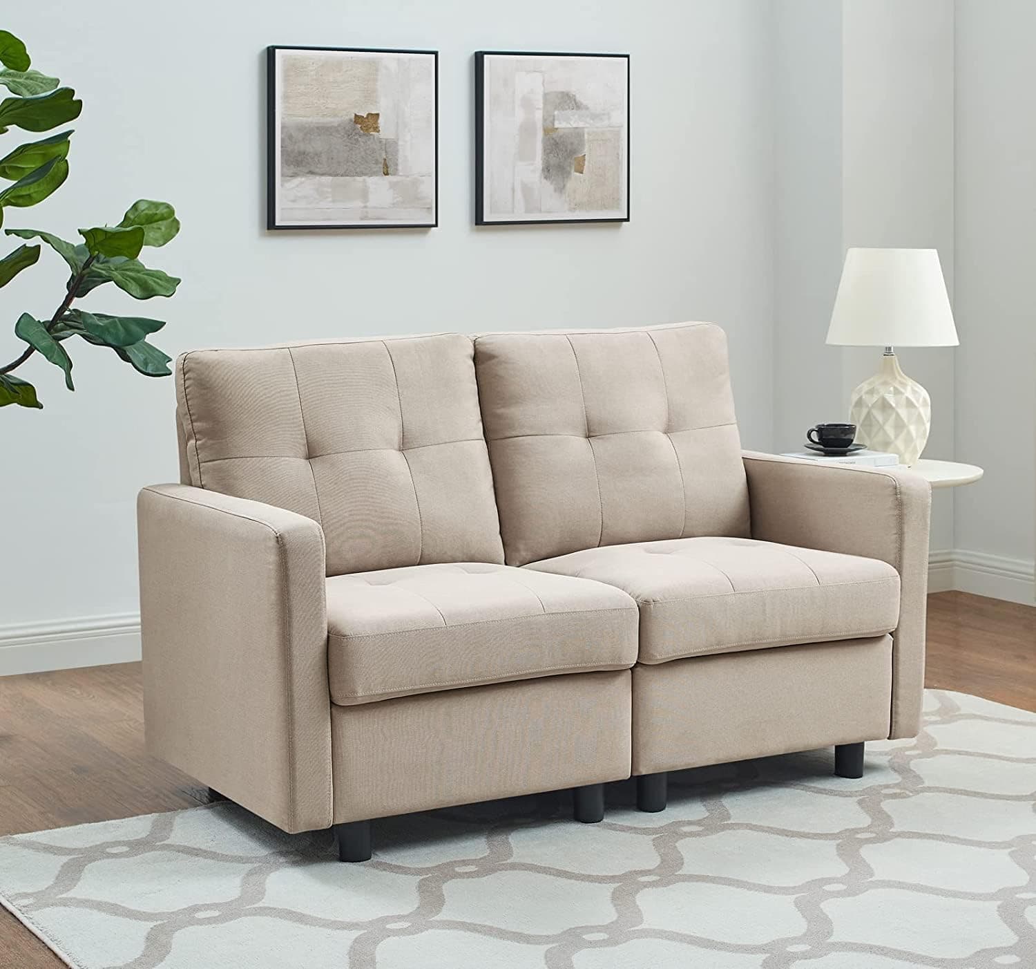 Contemporary Upholstered Modular Sectional Couch/Loveseat Sofa, Grey