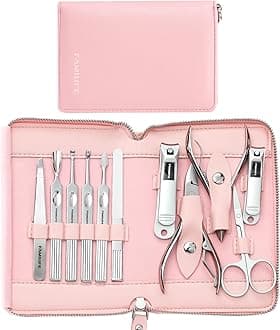 Manicure Set Professional Manicure Kit Nail Kit - 11PCS Gifts for Her Nail Clippers for Women Stainless Steel Pedicure Sets Pink Leather Case