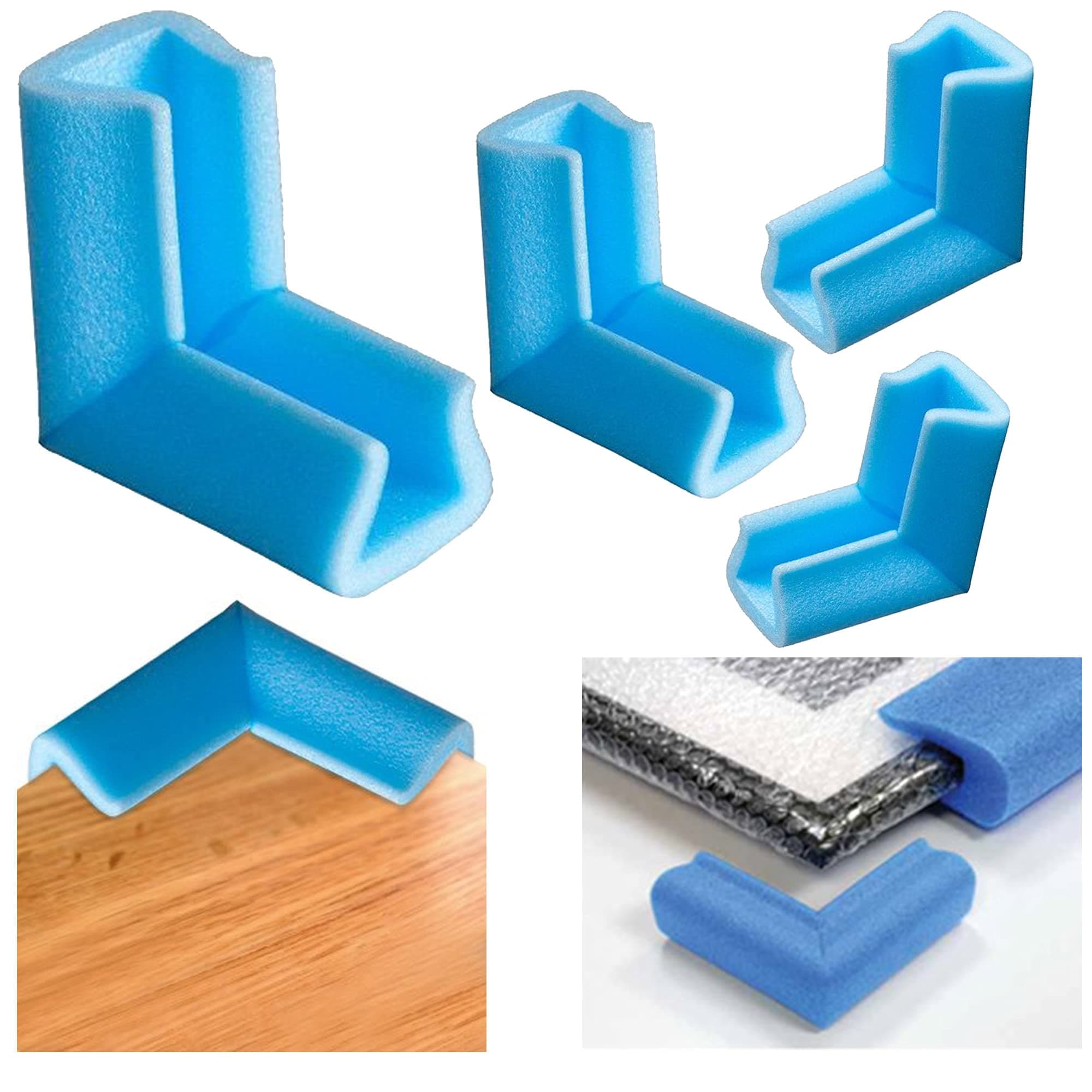 BBP Express Corner Guard Protectors - U-Shaped Foam Corners (Blue, Pack of 4), 60-80mm x 100mm