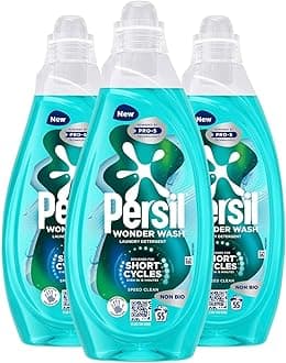 Wonder Wash Liquid Detergent Stain Removal Designed for Shortest Cycles Even in 15 Minutes Fast Acting Formula with PRO-S Technology 55 Washes 1.485 Litre (Pack of 3, Speed Clean)