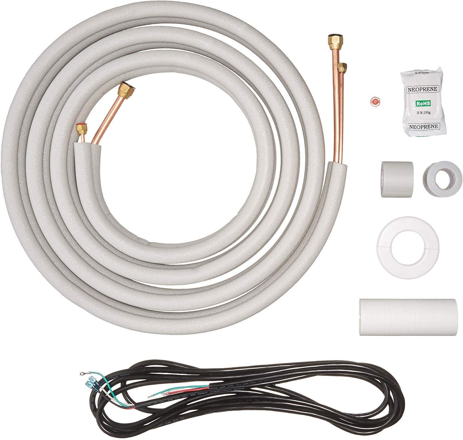 Senville 16 Ft. Insulated Copper Line Set for Mini Split Air Conditioner, 1/4” & 3/8“ OD, White