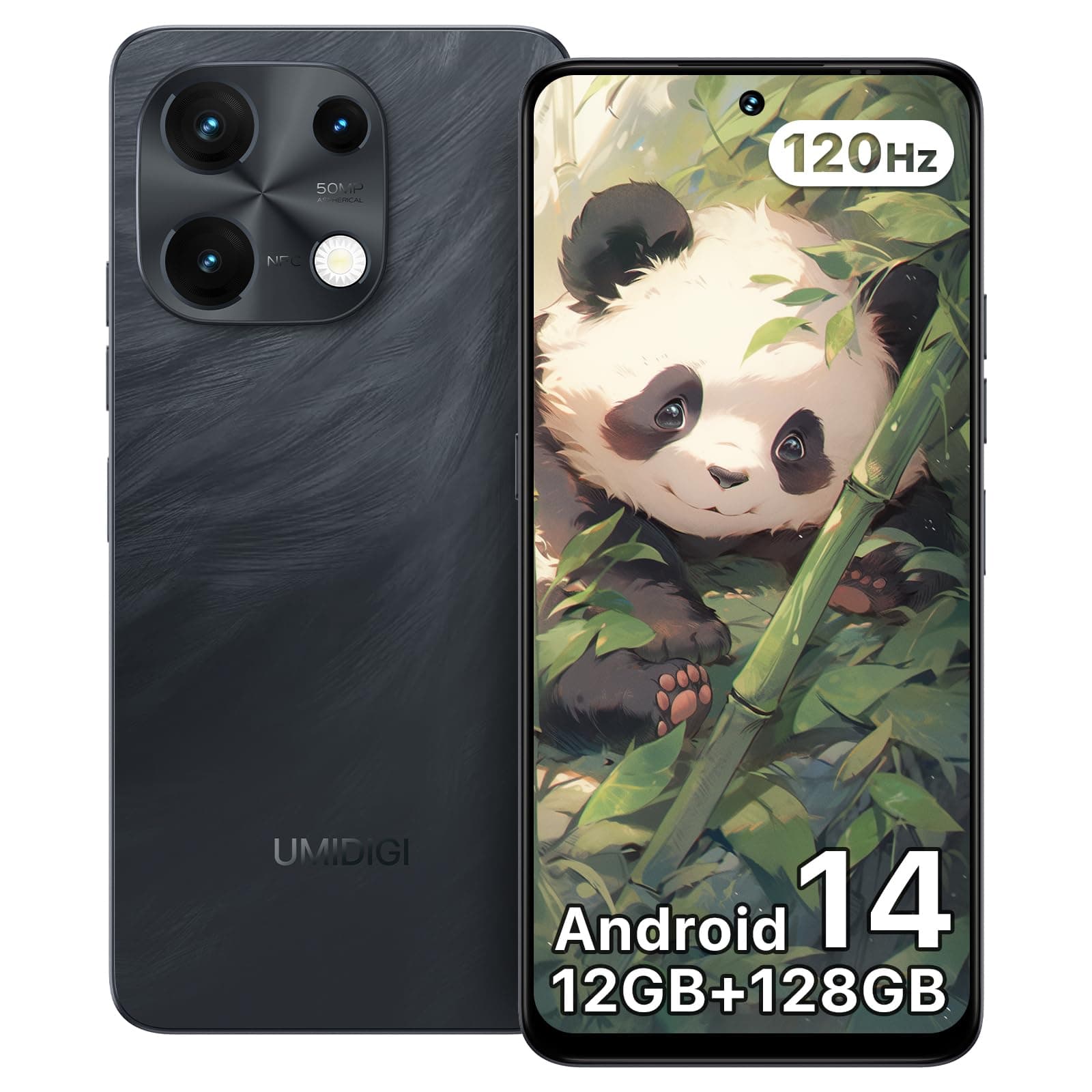 UMIDIGI Note100 Sim-free Smartphone Body, 120Hz Refresh Rate, Android 14, Smartphones, 12 GB RAM + 128 GB ROM/1TB Extendable, 4G Dual SIM Smartphones, Face Authentication, Fingerprint Authentication