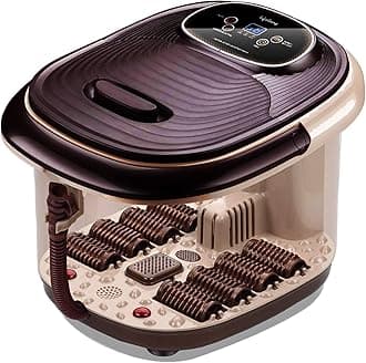 LLM306 500W Electric Spa Foot Massager Machine With 8 Manual Rollers, Digital Panel, Bubble Bath & Water Heating Technology For Pedicure, Pain Relief & Foot Care, Brown
