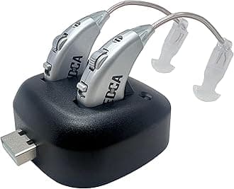 Rechargeable Digital Sound Enhancers – Pair with USB Charging Dock, Lightweight Behind-the-Ear Audio Amplification Devices for Clear Sound and Everyday Use
