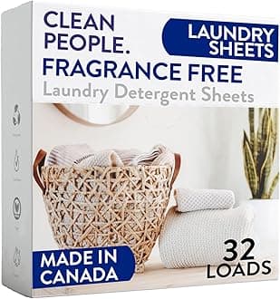 The Clean People Fragrance Free Laundry Detergent Sheets - Laundry Soap - Ultra Concentrated, Recyclable Packaging, Stain Fighting - Fragrance Free, 32 Pack