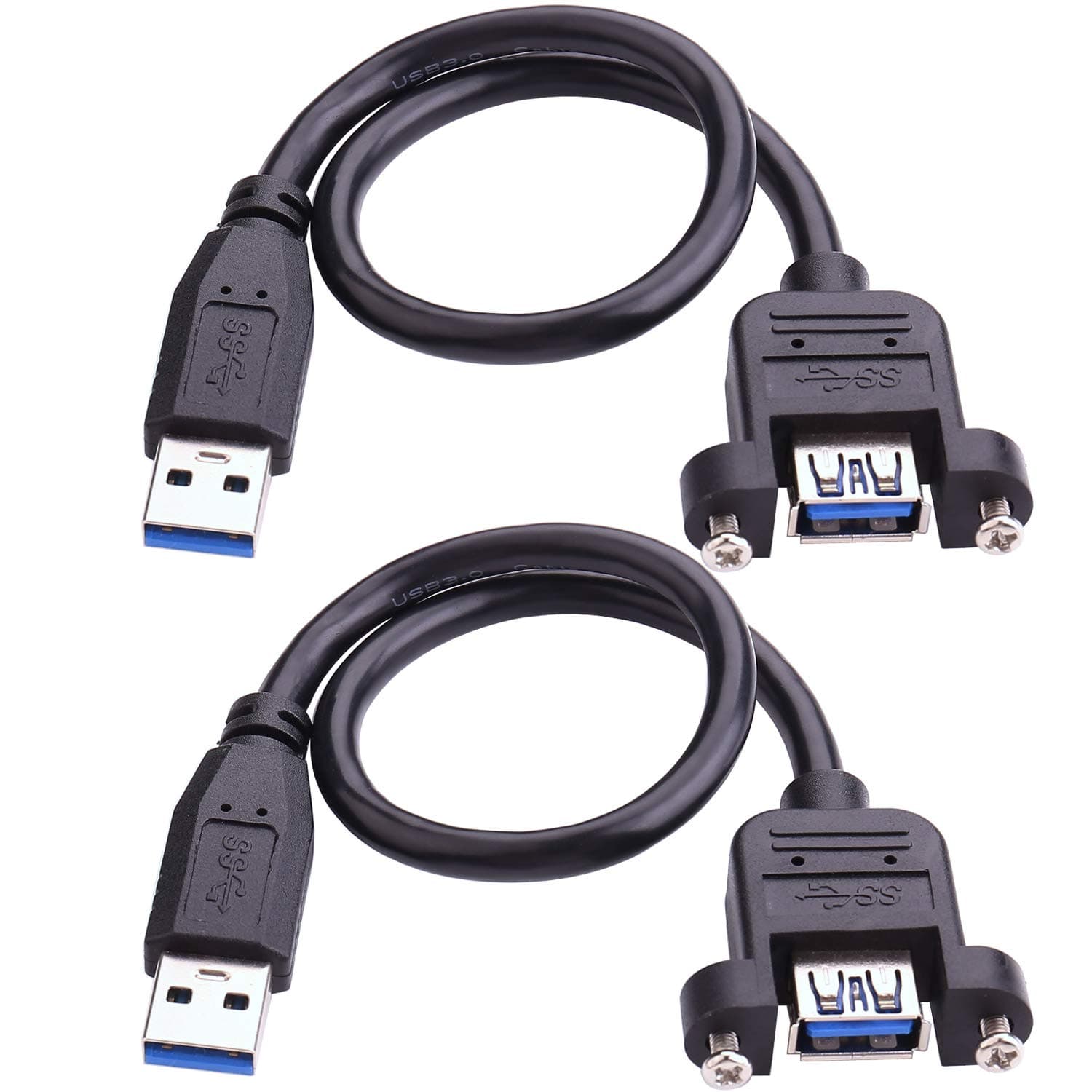 iGreelyUSB 3.0 Extension Cable - 2Pack USB 3.0 Panel-Mount Type A Male to Type A Female Cable 1Ft/30cm