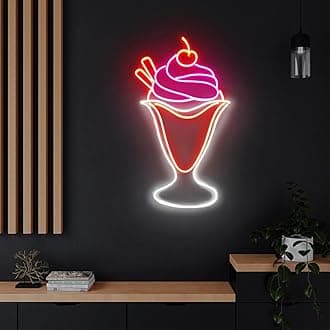 Ice Cream Neon Sign 18 inches Led Sundae Light Up Signs Wall Decor for Ice Cream Shop Coffee Shop Home Decorations