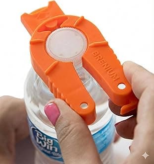 2-pack Multifunctional Bottle and Can Opener, Plastic, Orange, Twist-Off, Pull Tab Soup, for Weak Hands, Seniors, Elderly, Rheumatoid Arthritis, Bottle Gripper, Ergonomic Lid Seal Remover