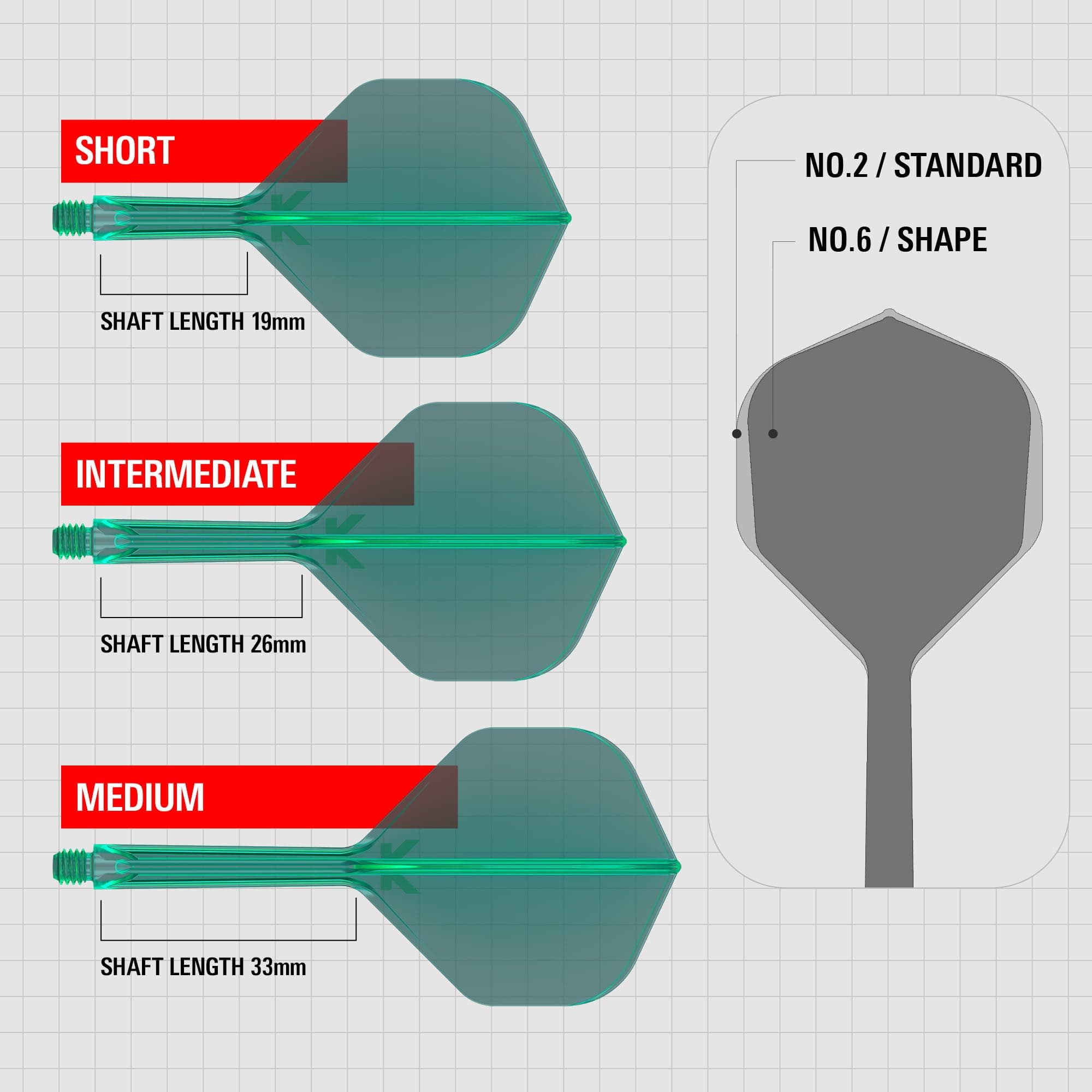 TARGET Darts K Flex Integrated Dart Flight And Shaft, No.2 Green (Medium) | Pack Of 3 K-Flex - No 2, Precision Moulded 2-In-1 Dart Flights And Dart Stem | Professional Dart Accessories