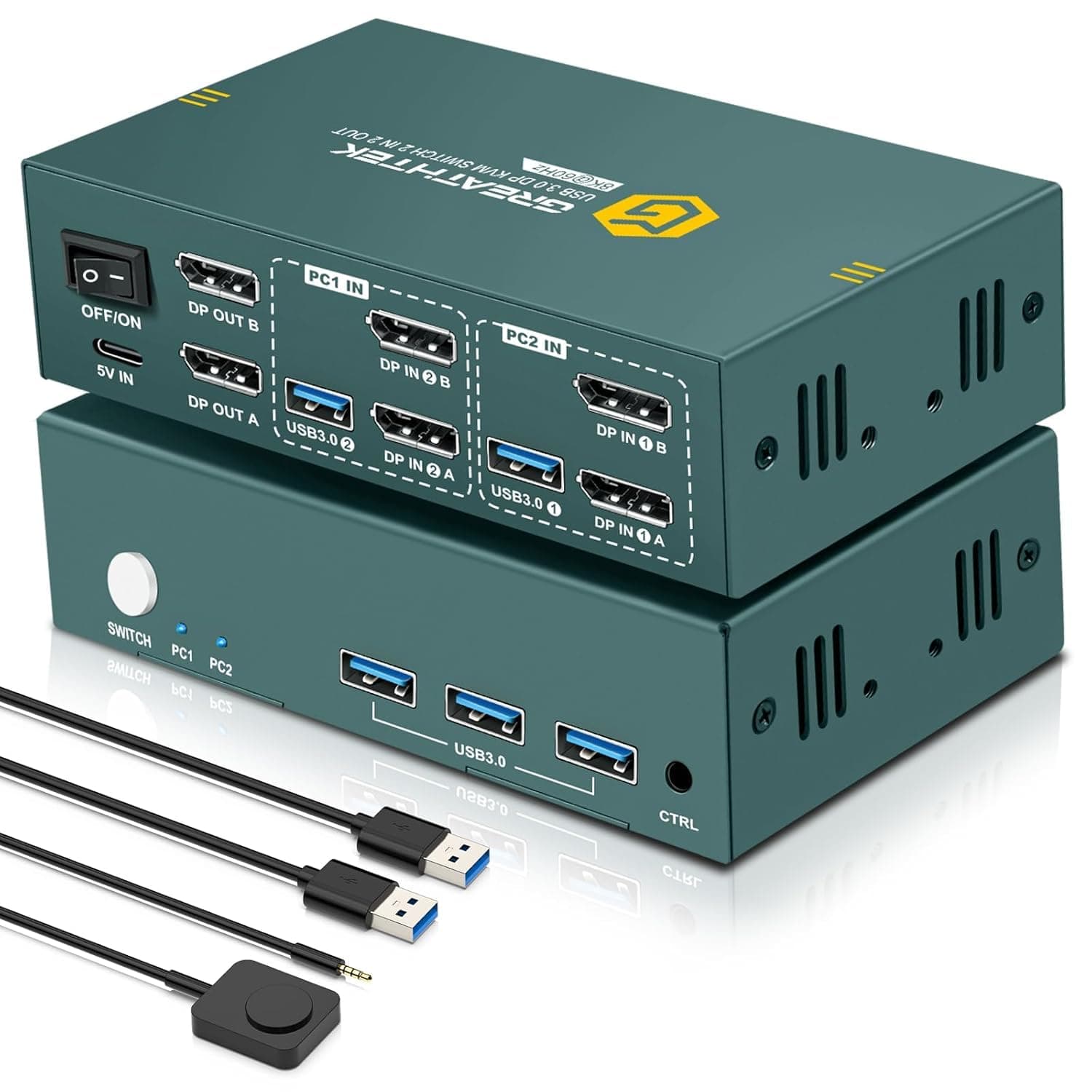 8K@60Hz Displayport KVM Switch 2 Monitors 2 Computers USB 3.0, 4K@240Hz KVM Switch Displayport with 3 USB 3.0 Ports Sharing Keyboard and Mouse, Printer/Scanner, Desktop Controller