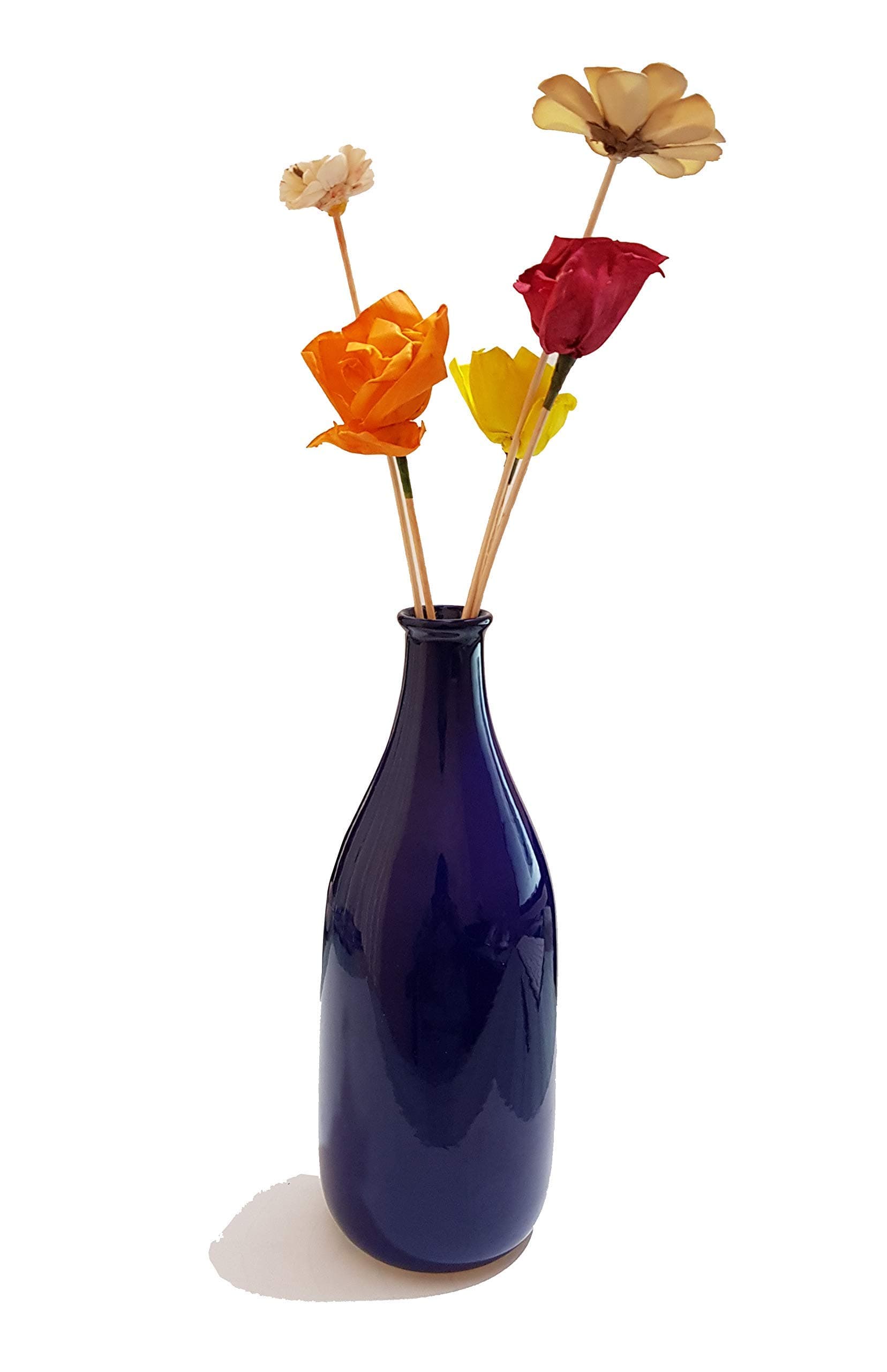 Pure Source India - Ceramic Flower Vase (3.75 X 10.5 Inch, Blue)