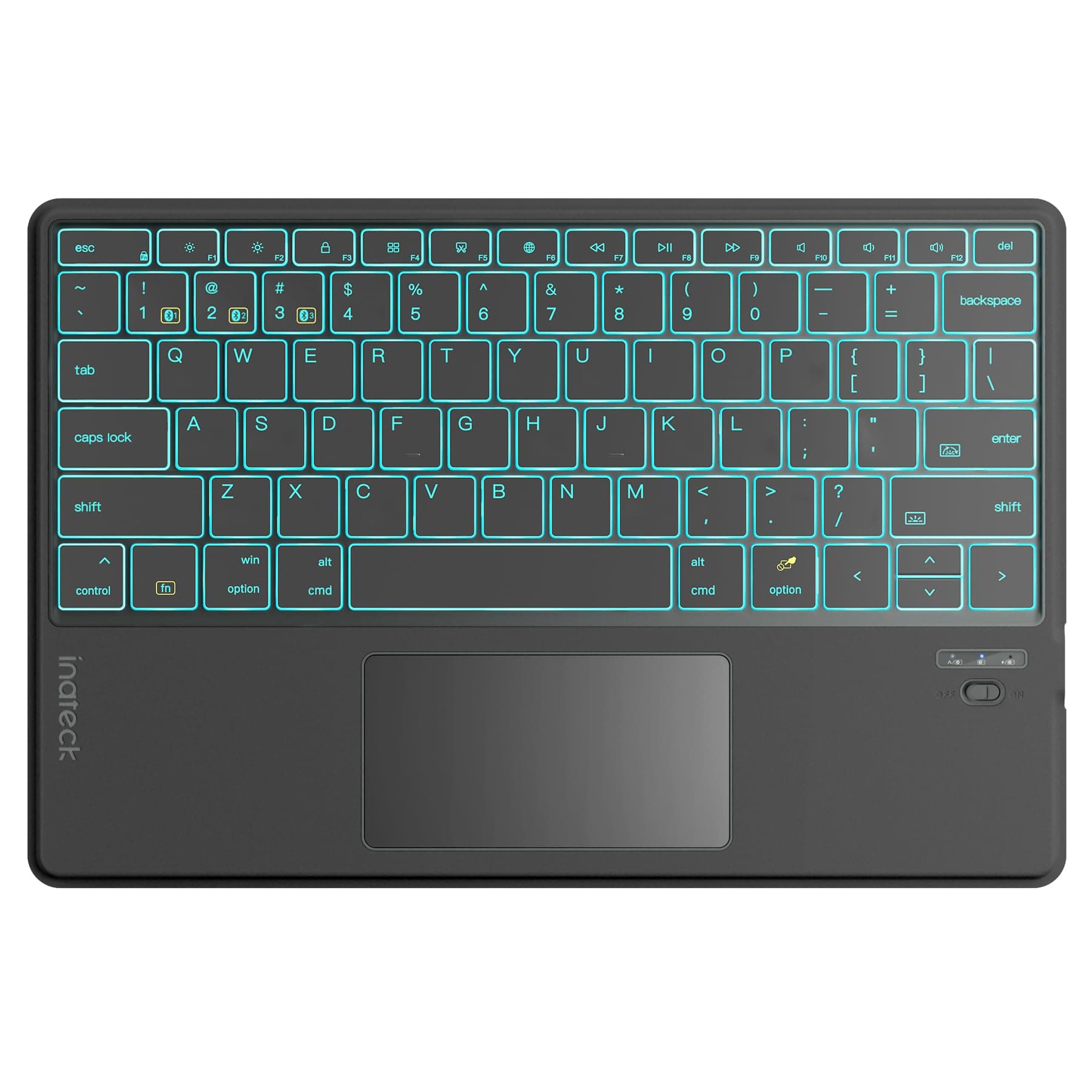 Inateck Tablet Keyboard, Ultra-Slim, AI Function, 7-Color Backlight, Compatible with iPad 10/9/8, iPad Air, 12.9''/ 11''/ 10.5'' iPad Pro, iPad Mini 7/6/5, Supports Windows, iPad OS, Android, iOS