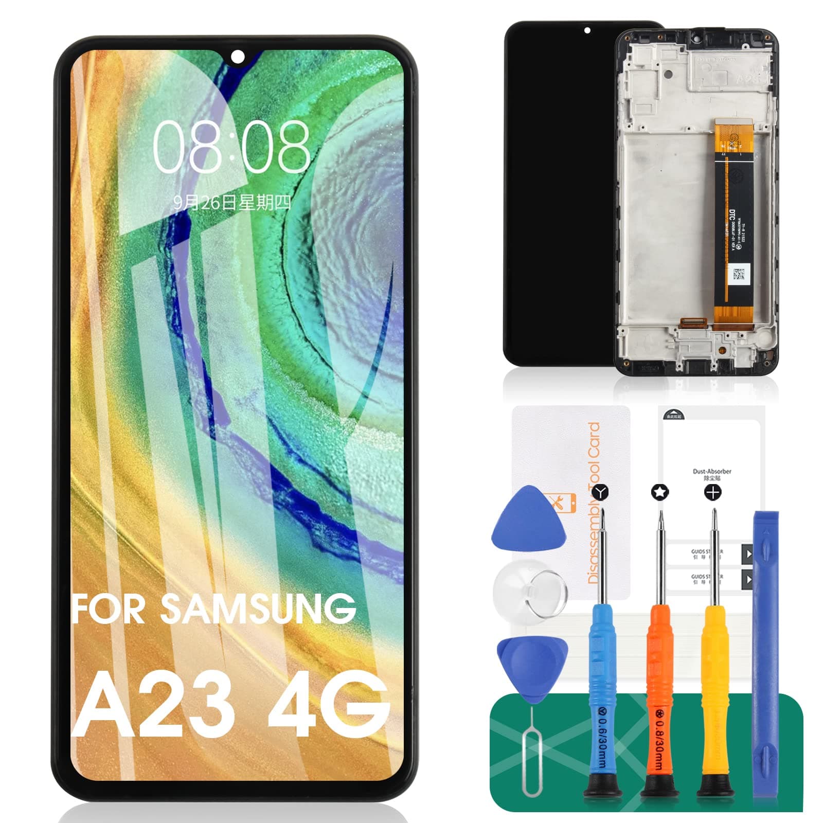 SRJTEK for Samsung Galaxy A23 Screen Replacement for Galaxy A23 LCD Display for SM-A235F SM-A235M Digitizer Touch Screen Assembly Replacement Repair Parts with Frame