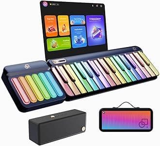 29-Key Smart Piano Keyboard with Speaker, Rainbow Lighting Keys, Beginner Lessons, 256 Tones, 100+ Chords, and Electric Keyboard Piano Audio Input