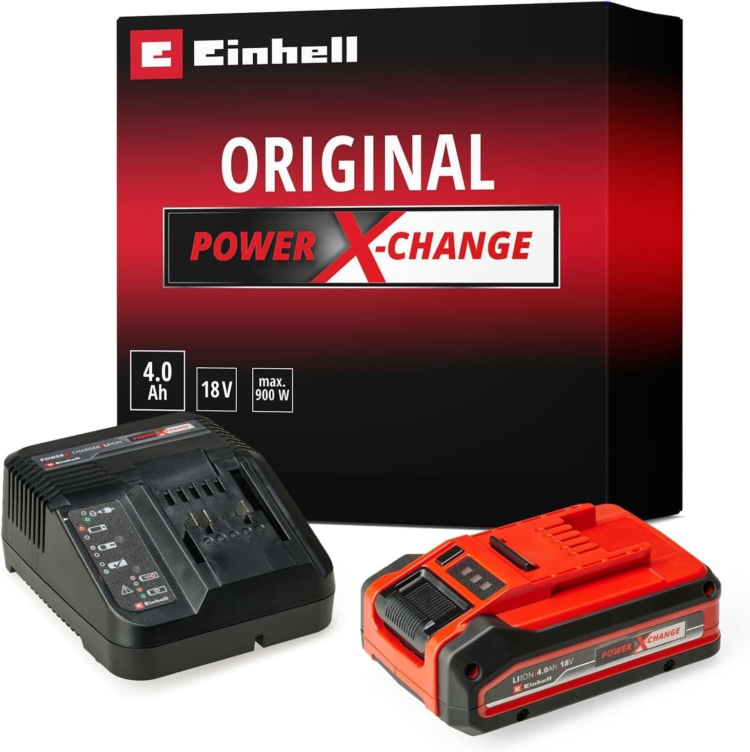 Einhell 18V 4.Ah Lithium-Ion Battery Starter Kit, Power X-Change Battery and Charger Set - Universally Compatible With All Einhell PXC Power Tools And Garden Machines, Packaging May Vary