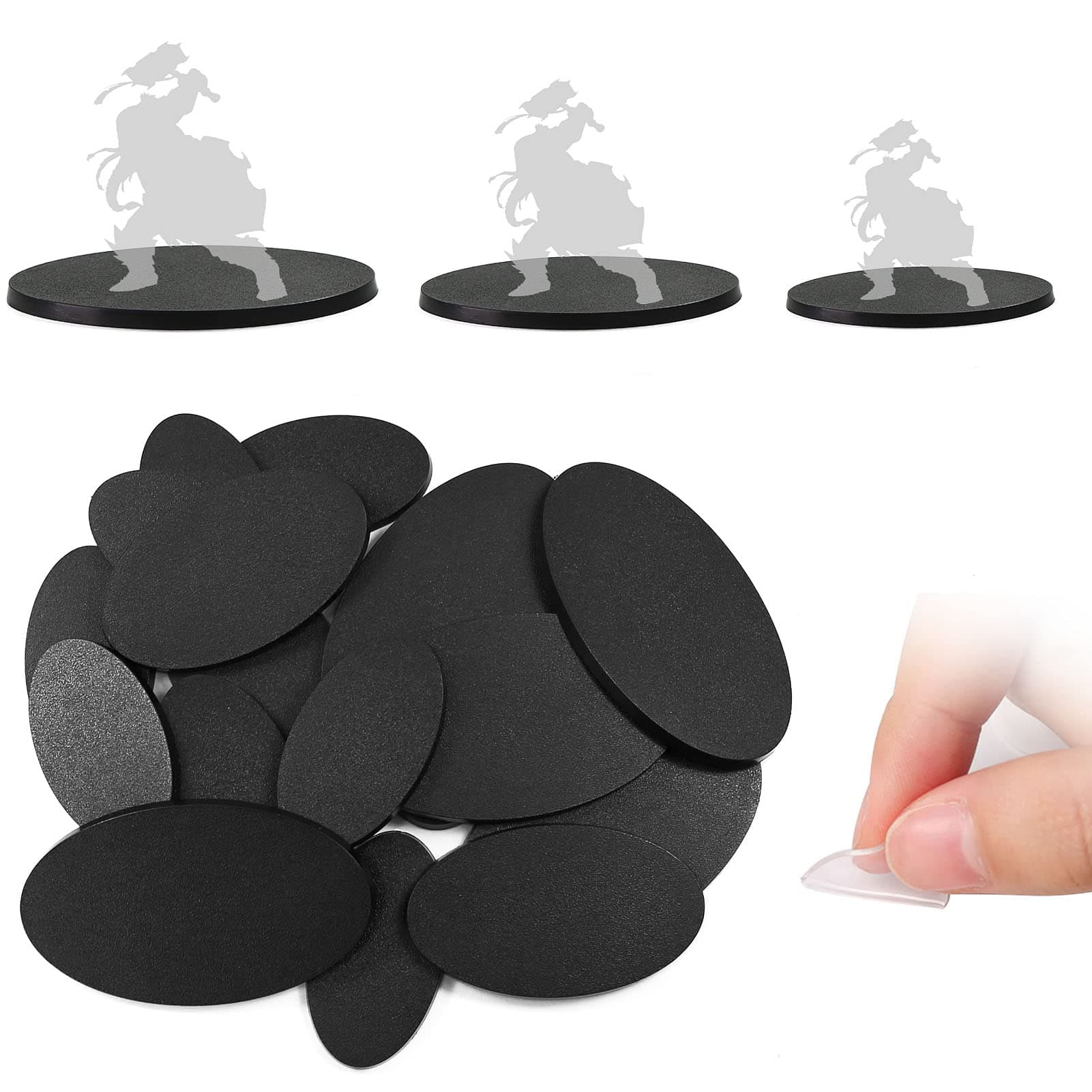 20Pcs Mixed Sizes Oval Model Base (60mm,75mm,90mm) Plastic Base for Sand Table War Games Table and Miniature Game with Mixed Base (Oval)