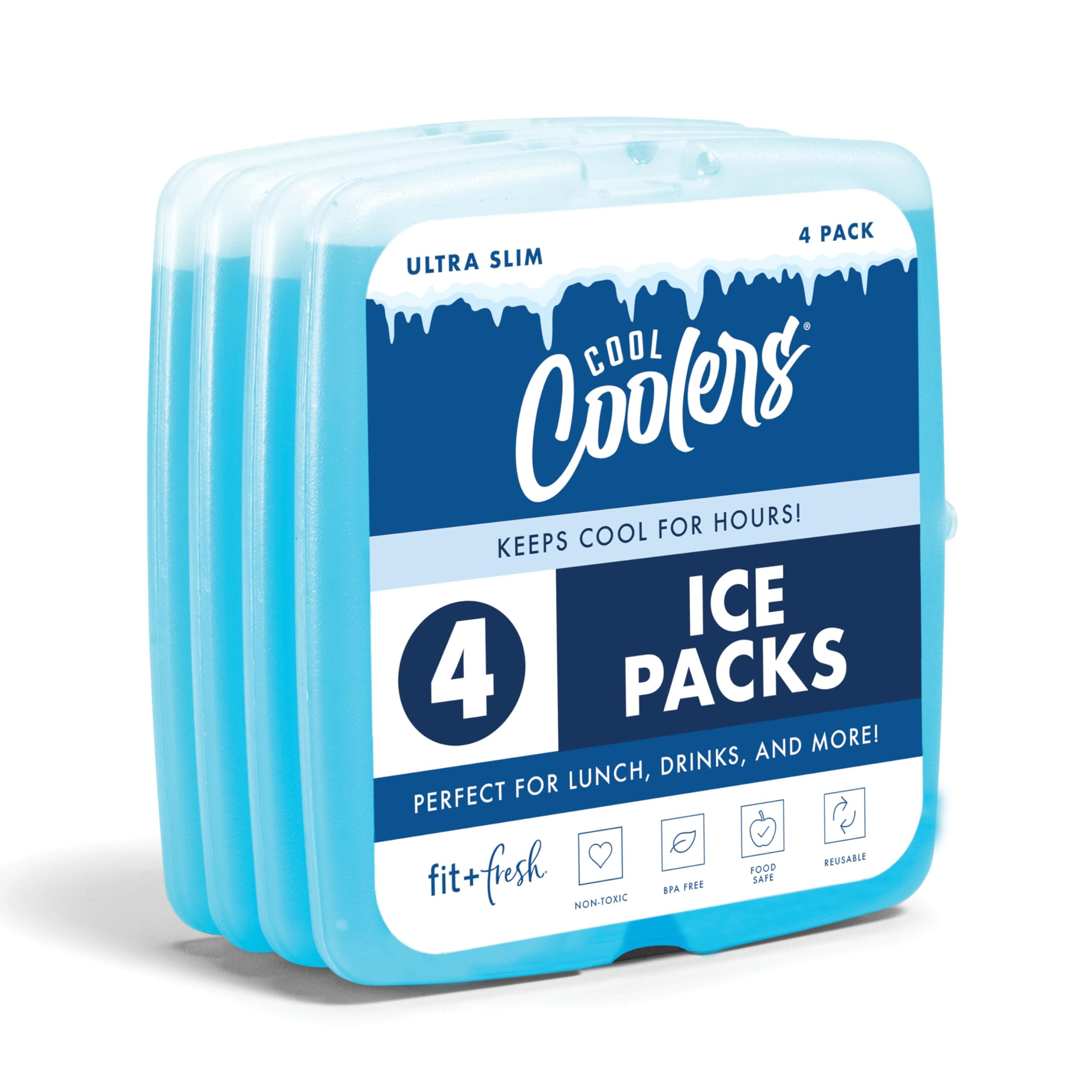 Cool Coolers Ice Pack, 4 pack, Blue