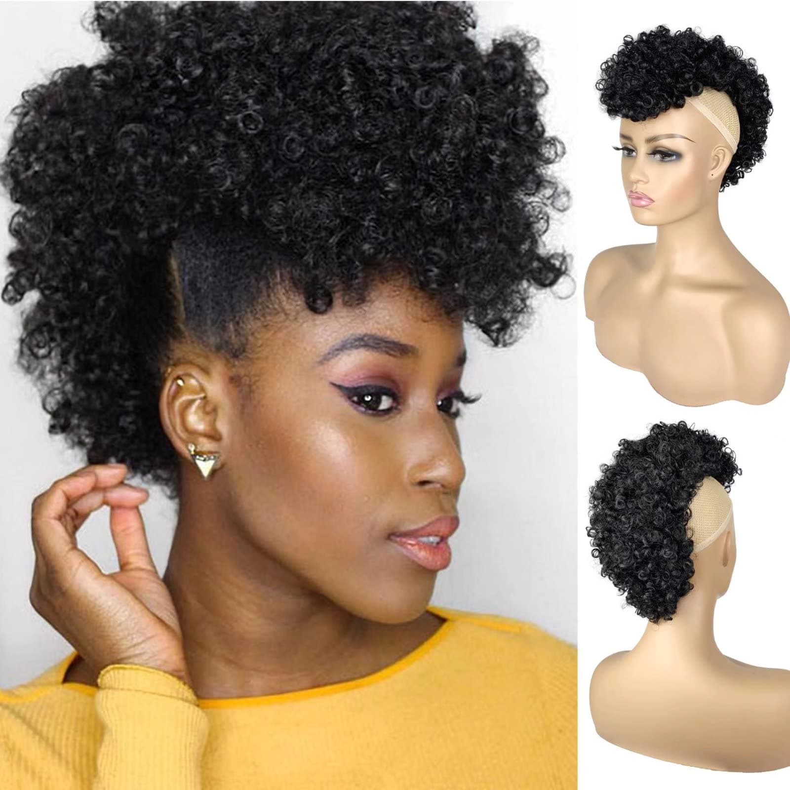 1pieces set 1B Afro Puff Mohawk Ponytail