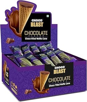 Chocoblast Waffle Cones [36 Pieces] Snacks for Kids & Adults - Non-Meltable Gift Pack - Individually Wrapped Chocolate gift Cone Bites - Chocolate-Filled Waffle Cone