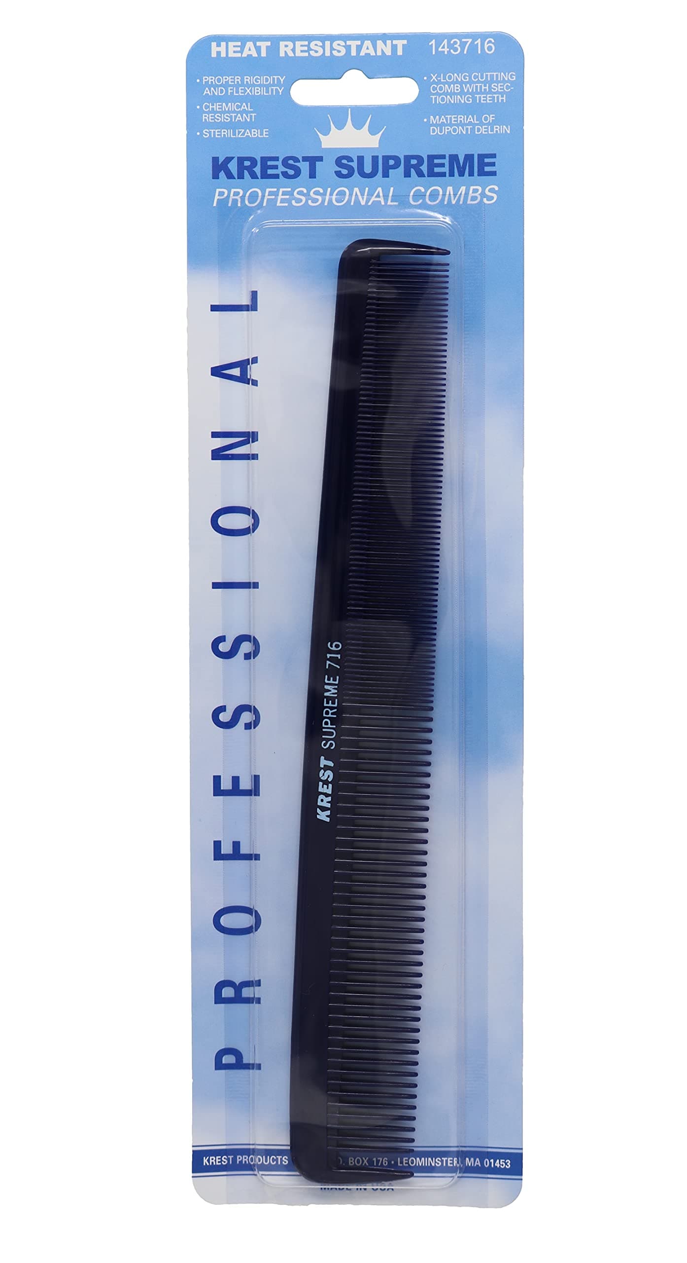 Krest Combs 8.5 IN. Supreme Professional Comb Extra-Long Cutting combs W. Sectioning Tooth 1 Pc.