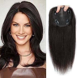 Human Hair Toppers for Women Real Hair Topper with Thinning Hair 120% Density Round Shaped Swiss Base Clip in Fringe Human Hair Topper Top Hair Pieces 40g-Dark Brown(12inch, 2#)…