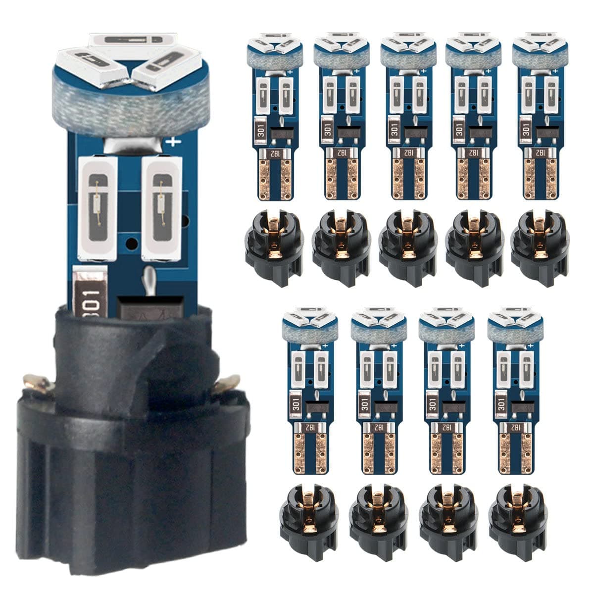 High Bright Deep Blue T5 37 74 PC74 PC37 LED Bulb with Twist Lock Socket for Dashboard Instrument Panel Gauge Cluster Light and Map Vanity Mirror Glove Box Indicator Light