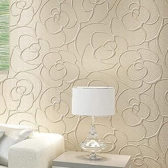 KeTian Modern Minimalist 3D Rose Flower Non-Woven Deep Embossed Textured Living Room Bedroom Wallpaper Roll Cream Color 0.53m (1.73' W) x 10m(32.8'L)=5.3m2 (57 sq.ft)