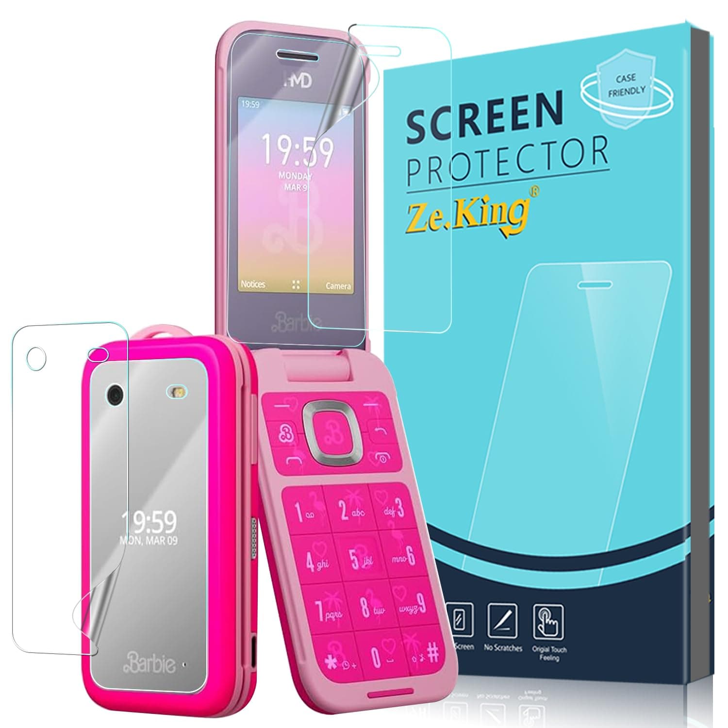 (3 Pack for HMD Barbie Screen Protector (PET), [HD Clarity] Case Friendly Anti-scratch, High Definition Clear Shield (PET)