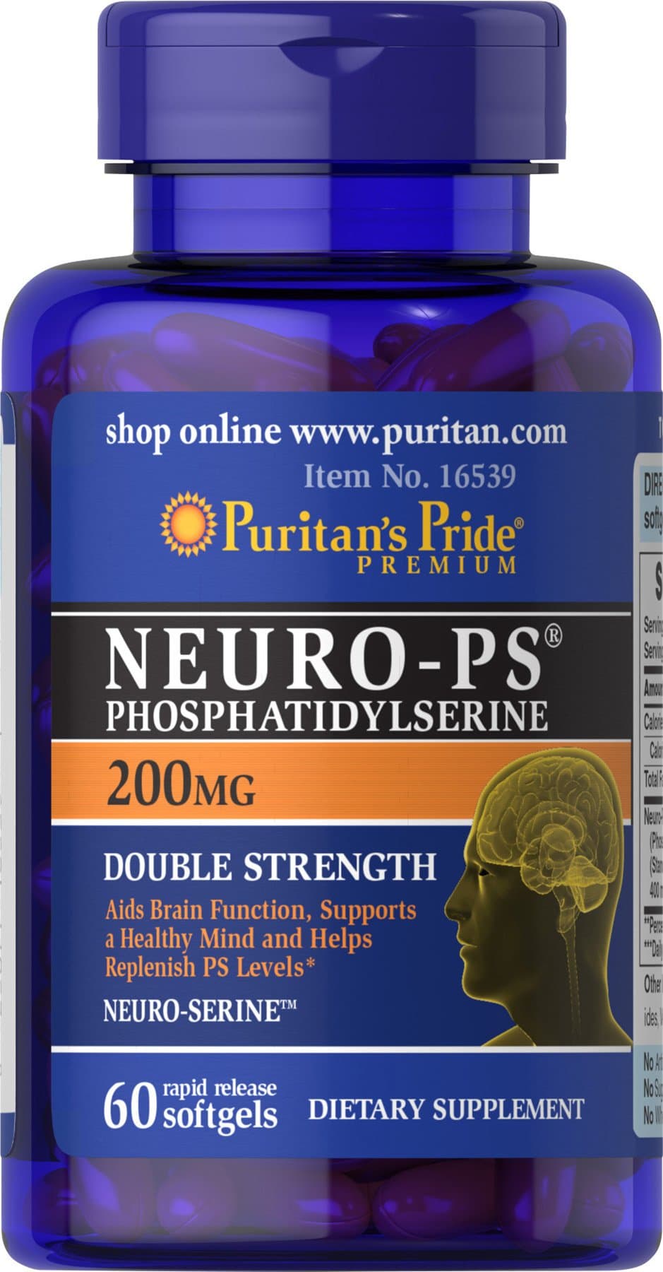 Puritan's Pride Neuro-PS (Phosphatidylserine) 200 mg | Aids Brain Function | Supports a Healthy Mind | 1 Month Supply | 60 Softgels