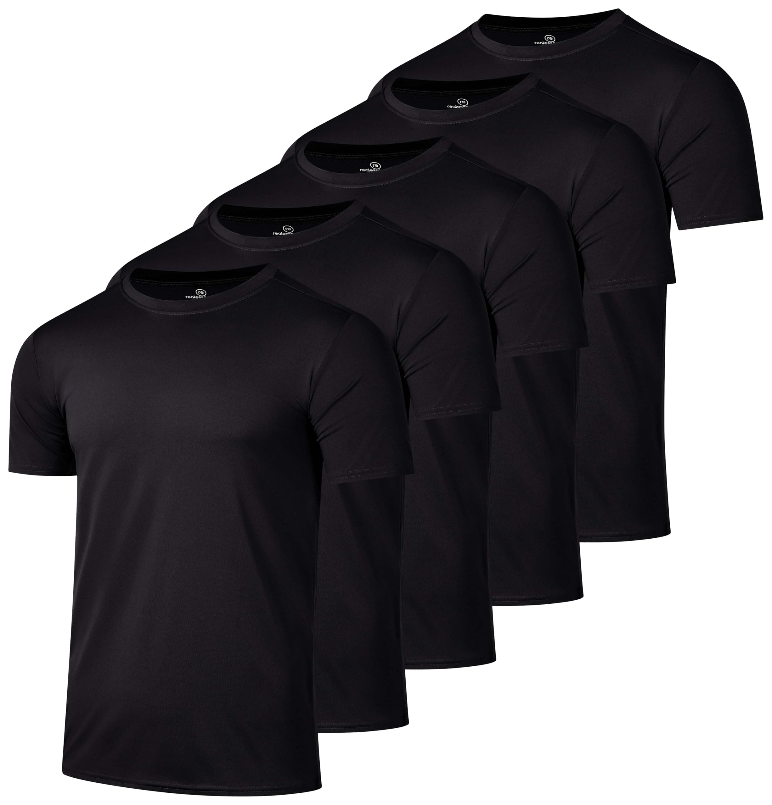 5 Pack: Men's Dry-Fit Short Sleeve Crew Neck T Shirts Fitness Running Gym Workout Cool Exercise Athletic Tee