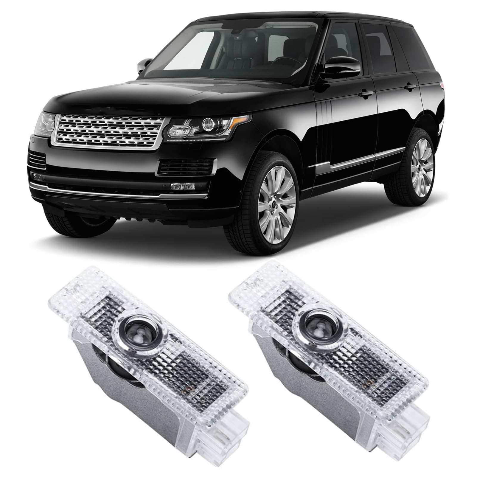 2 Pcs Never Fade Door Light Logo, Projection Ghost Shadow Welcome Puddle Light Compatible with Range Rover 2010-2022 Accessories (White & Green)