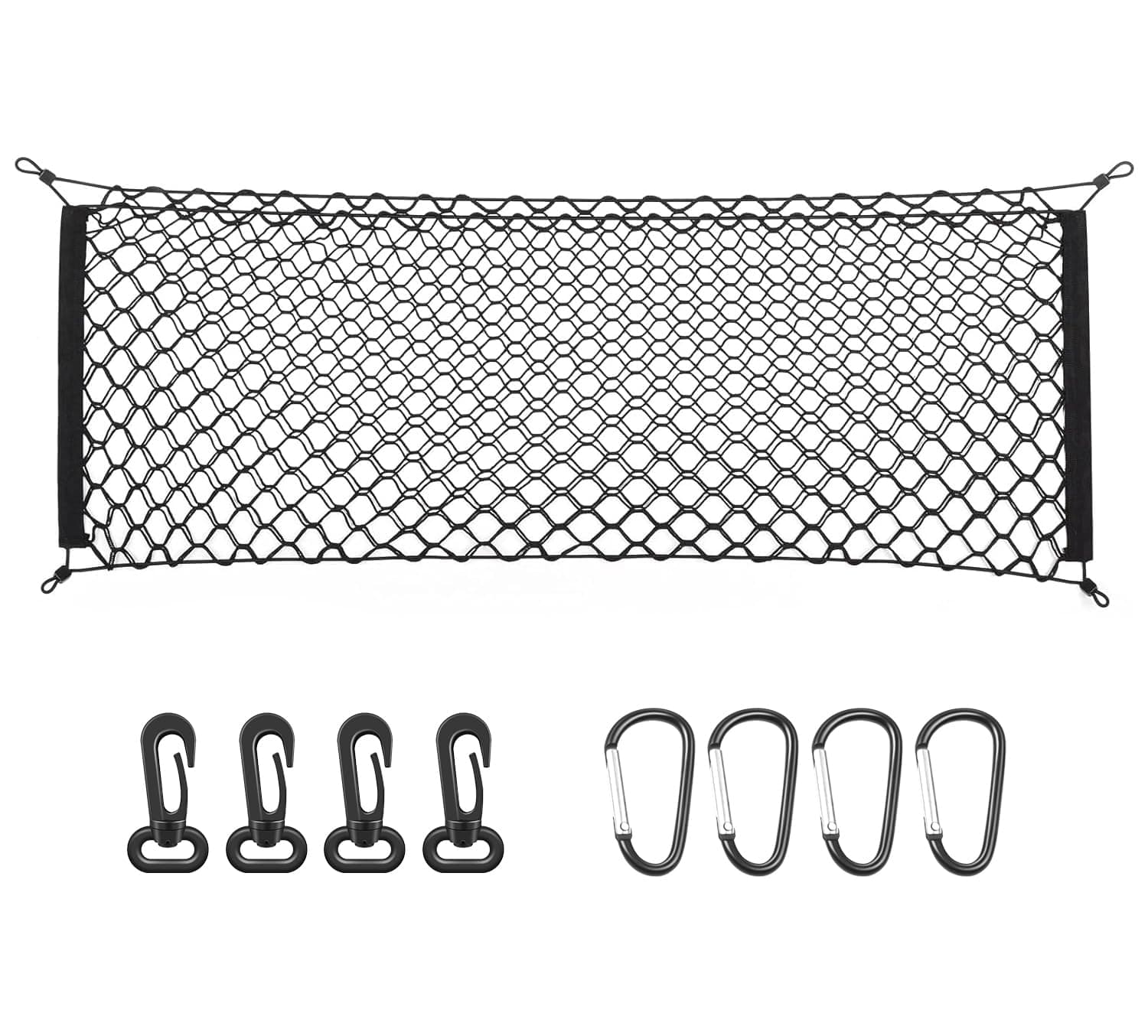 MICTUNING 2-Layer Heavy Duty Cargo Net, Universal Truck Bed Net with Hooks, Elastic Storage Mesh Net Organizer Compatible for Pickup Truck SUV