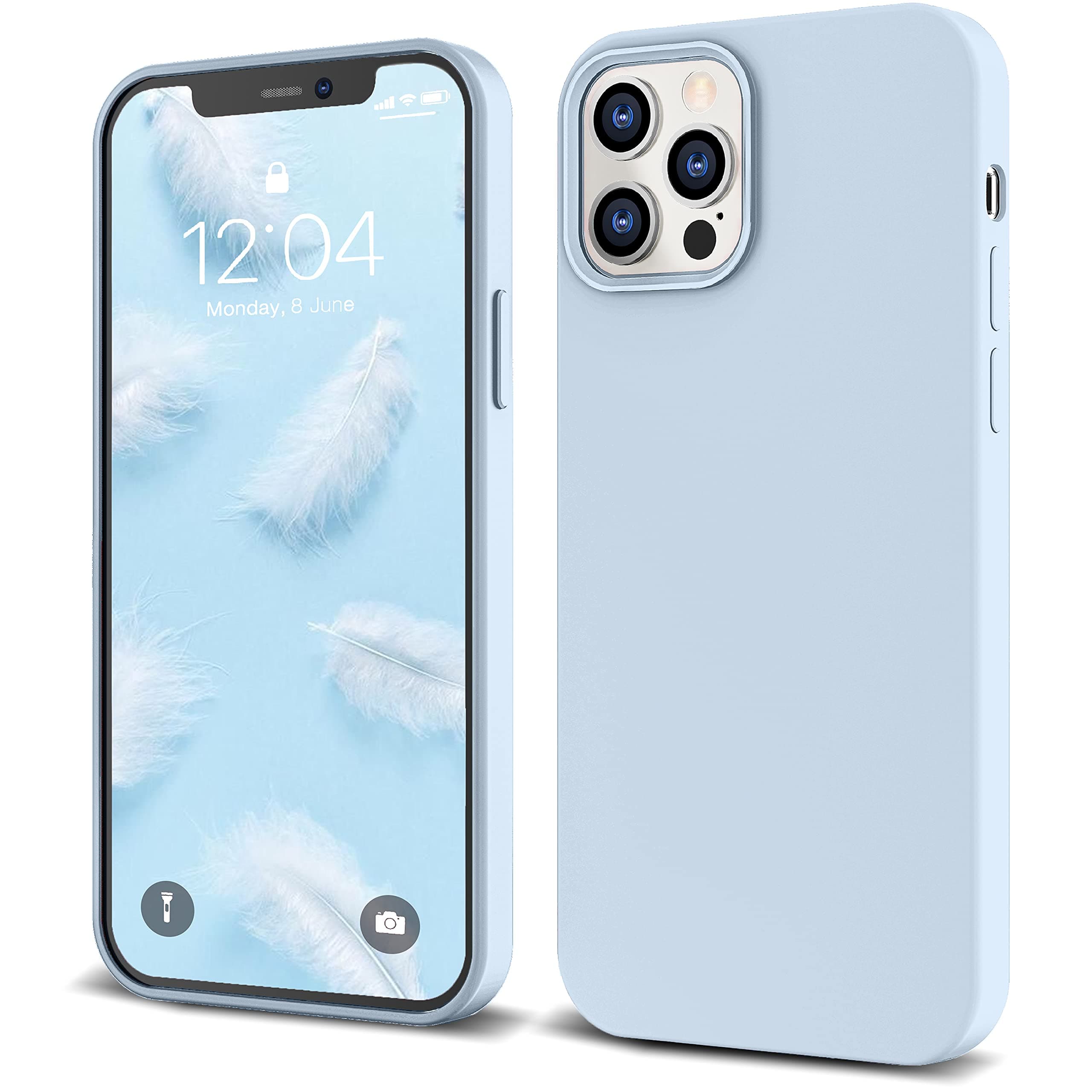 IceSword iPhone 12 Pro Max Case Baby Blue, Liquid Silicone Slim Drop Protective, Shockproof Phone Case Cover, Soft Anti-Scratch Microfiber Lining,Matte Pastel Baby Blue Cute 6.7 inch 12PM - Baby Blue