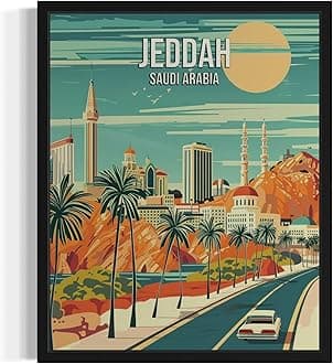 Jeddah Saudi Arabia City Wall Art Poster Print, Asian Landscape Scenery Painting Artwork Travel Prints Decor Cityscape Landmarks Gallery 26 (Jeddah Saudi Arabia, 11 x 14 inches, Unframed)