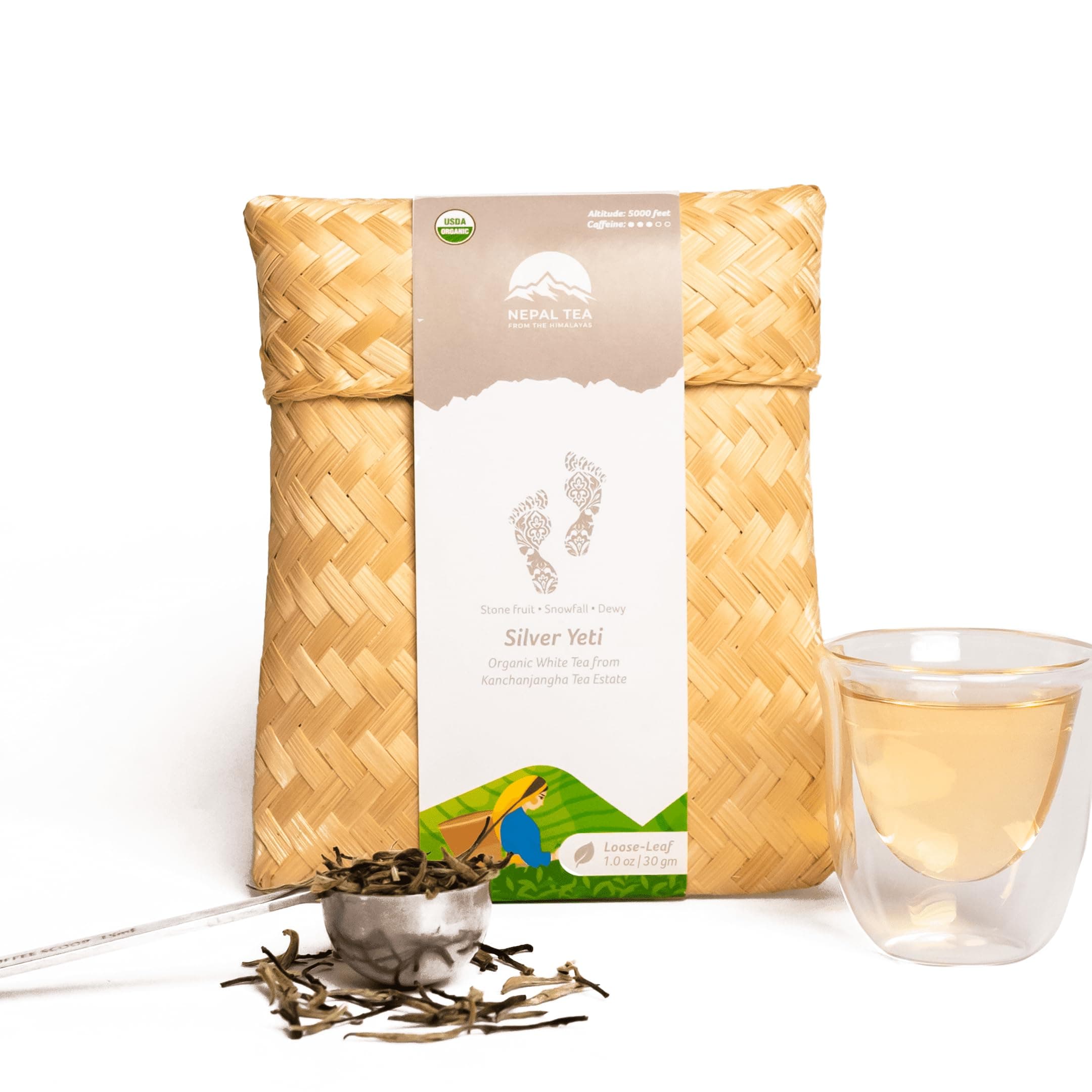 NEPAL TEA Organic Silver Tip Tea Loose Leaf - USDA Certified Organic Loose Leaf Tea with Silver Tips from a Family Farm in the Himalayas - Premium Tea Leaves Loose Leaf – 1 oz / 30g (Silver Yeti)