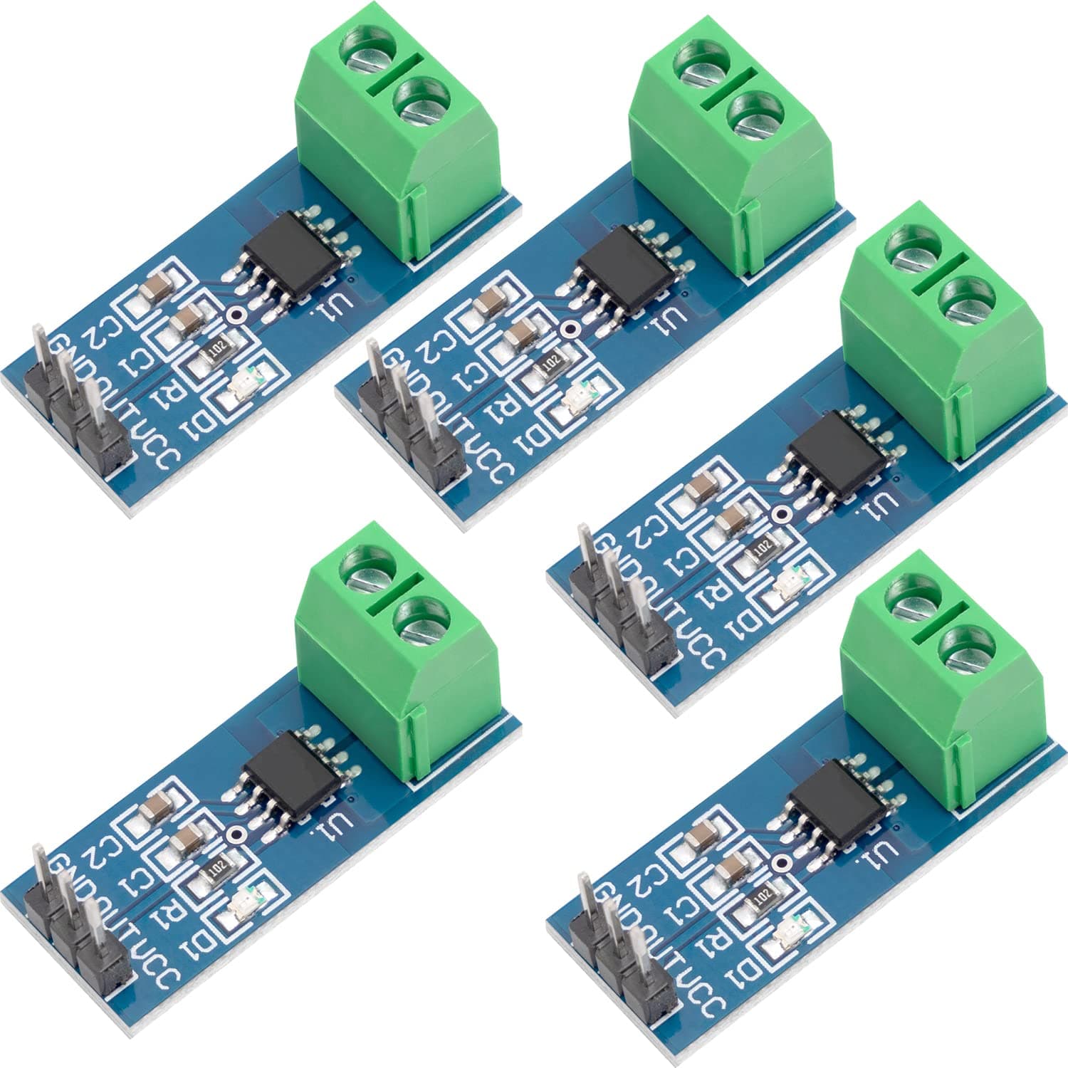 AZDelivery 5 x ACS712 5A Range Current Sensor Measuring Module compatible with Arduino including E-Book!