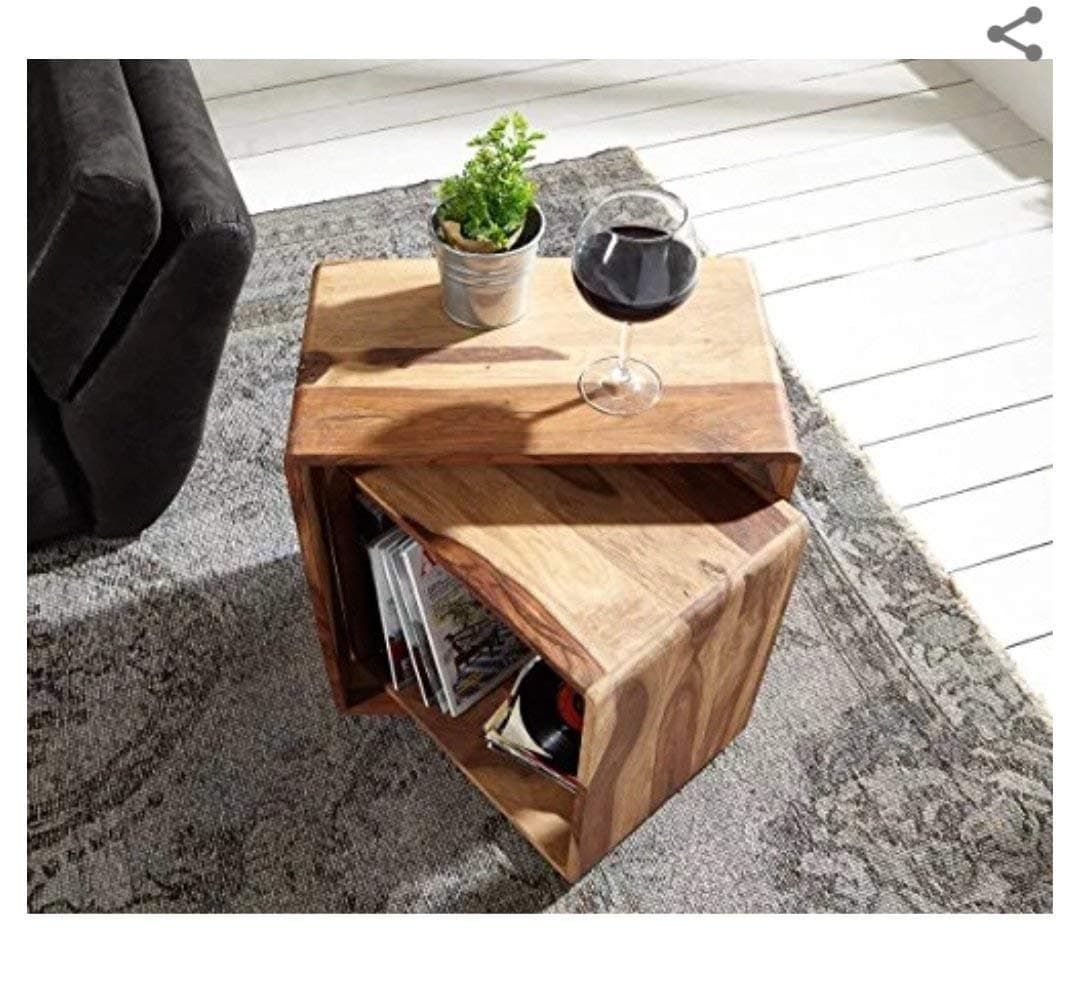 Sponsored Ad - Shesham Wood Bested Cube Bed Side Table