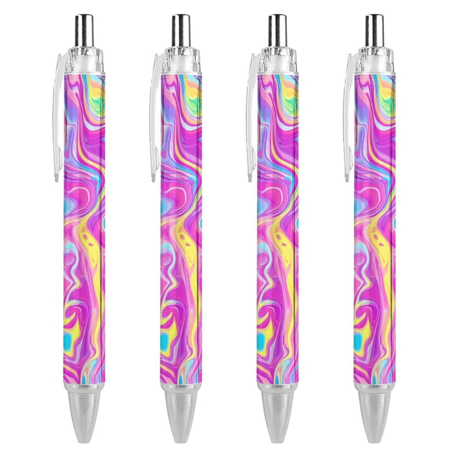 Psychedelic Neon Retractable Roller Ballpoint Pens Blue Ink 0.5mm Fine Point Writing Pen Office Supplies