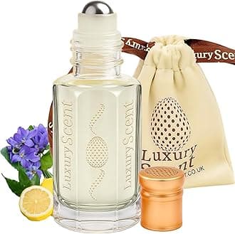 Perfume Oil Lemon Ambergris Roll-On 6ml – Long Lasting Alcohol Free Arabian Attar – Premium Unisex Clean Fresh Fragrance with Lemon, Sandalwood & Violet Leaf Notes by Luxury Scent