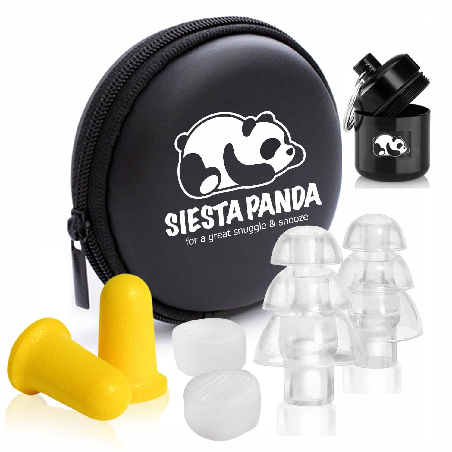 Siesta Panda Reusable Ear Plugs for Sleeping Silicone Moldable - PU Soft Foam Ear Plugs Noise Reduction - 6 Pairs Reusable Ear Plugs Variety Pack
