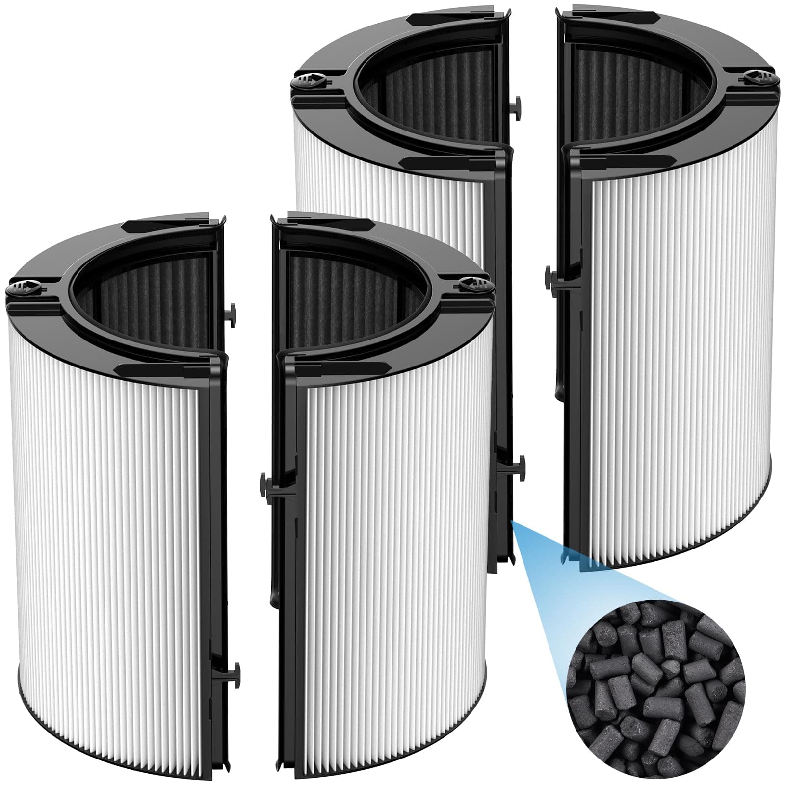 2 Pack Combi 360°Glass HEPA+Activated Carbon Filter For Dyson HP1 HP2 TP09 TP07 TP06 TP04 TP10 TP7A HP04 HP06 HP07 HP09 HP10 HP4A HP7A PH01 PH02 PH03 PH04 PH3A DP04 PC1 PC2 Air Purifier, #965432-01