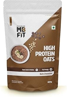 MuscleBlaze Fit High Protein Oats (Dark Chocolate, 400g) | 22g Protein | Breakfast Cereals for Weight Management
