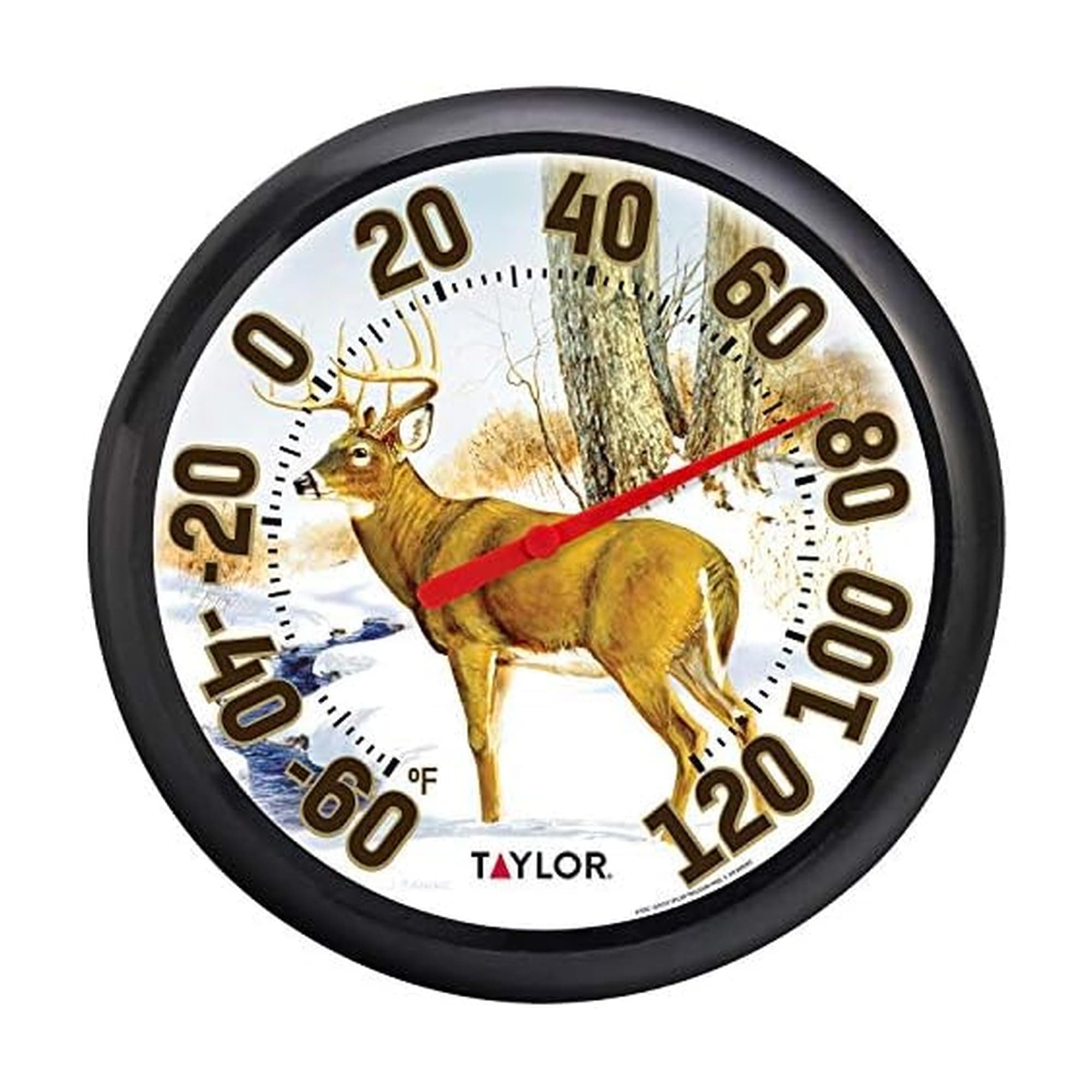 Large Dial Thermometer, Wireless Thermometer with Easy to Read Large Numbers for Patio, Pool, and Indoor Areas, 13.25-inch, Deer Pattern